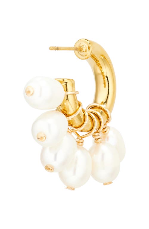 Shop Eliou Éliou Calvin Pearl Embellished Hoop Earrings In Gold Plated