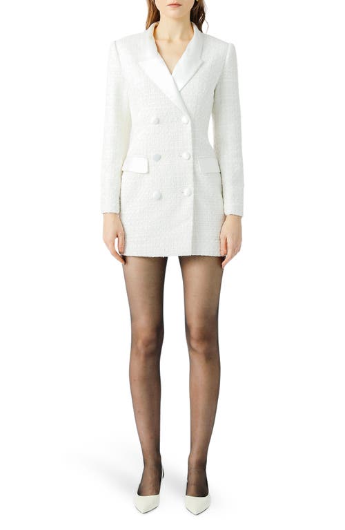 Alexis Tweed Long Sleeve Coat Minidress in Ivory