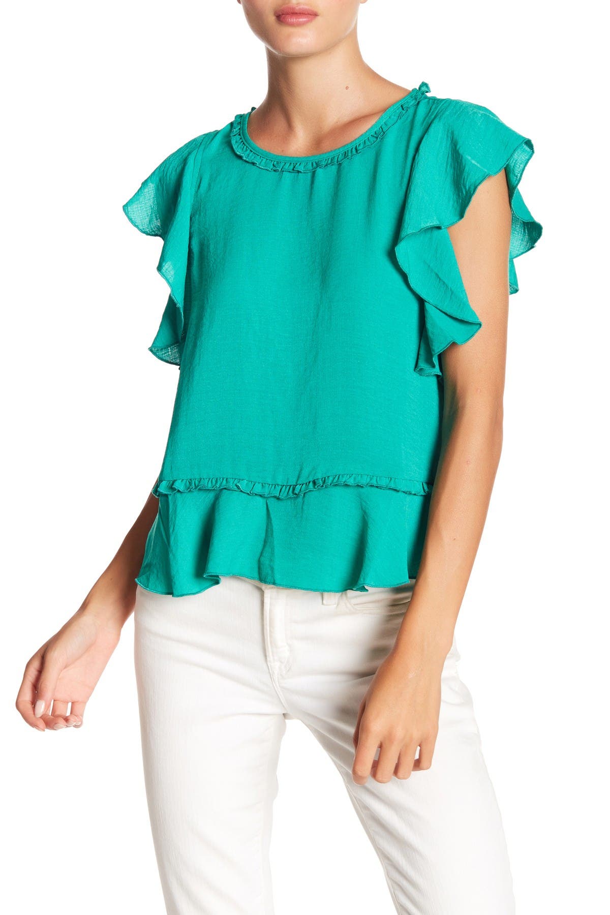 short sleeve ruffle blouse