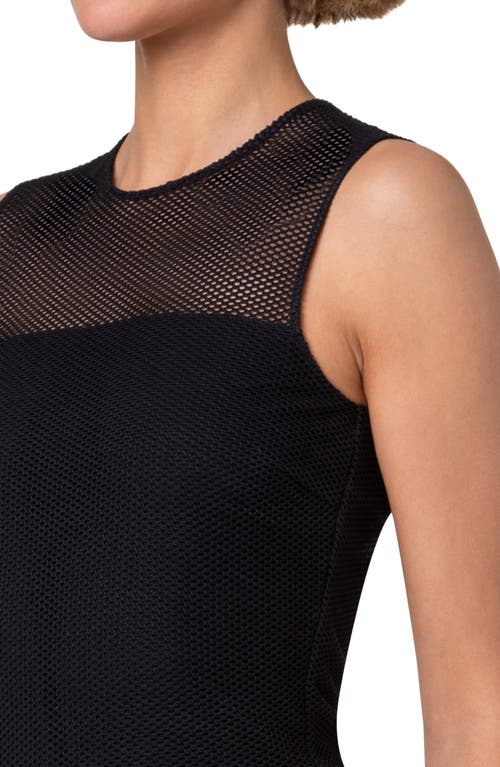 Shop Akris Punto Round Neck Mesh Top In Black