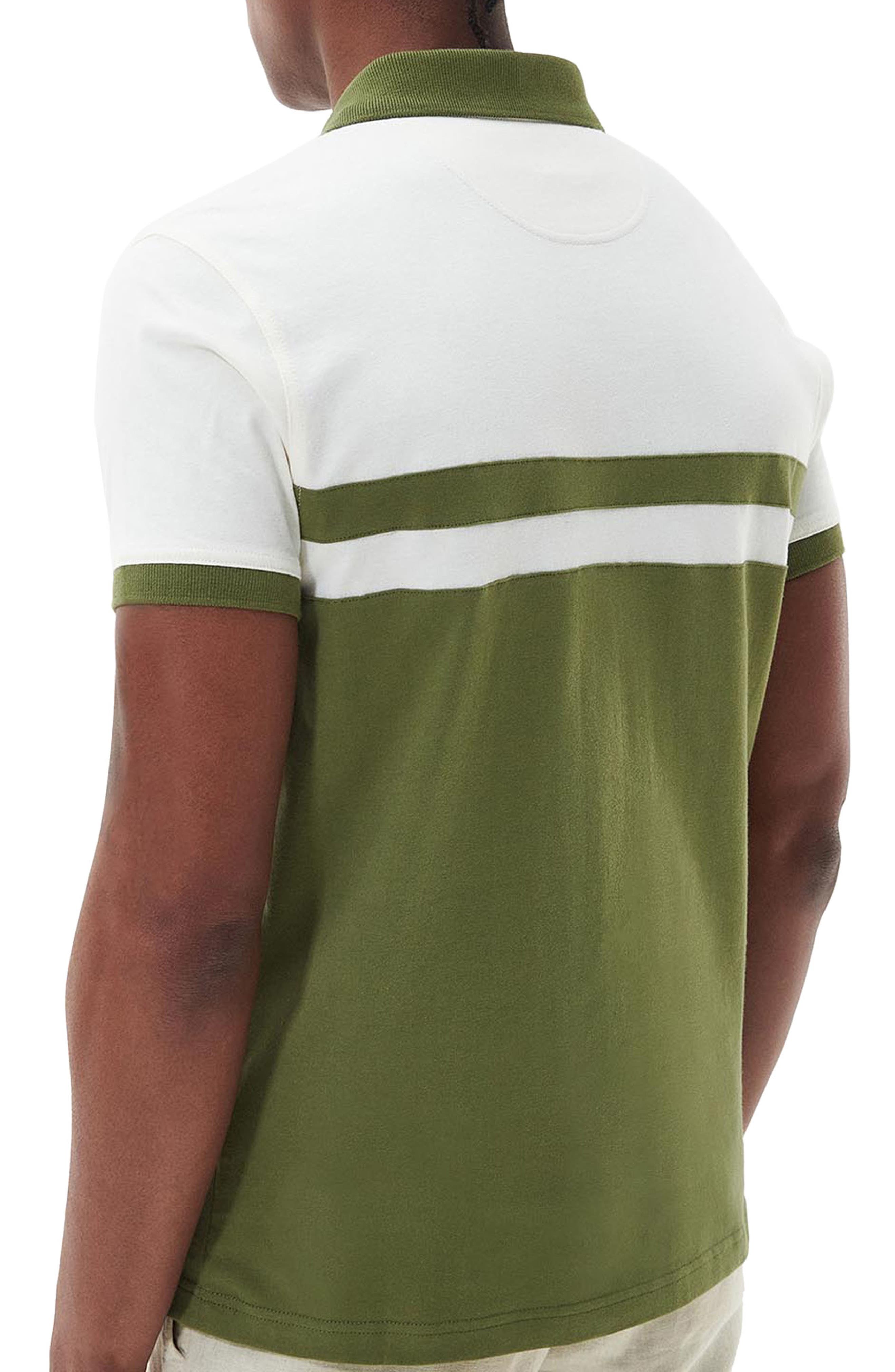 Barbour Bonnington Stripe Colorblock Polo in Burnt Olive Smart Closet