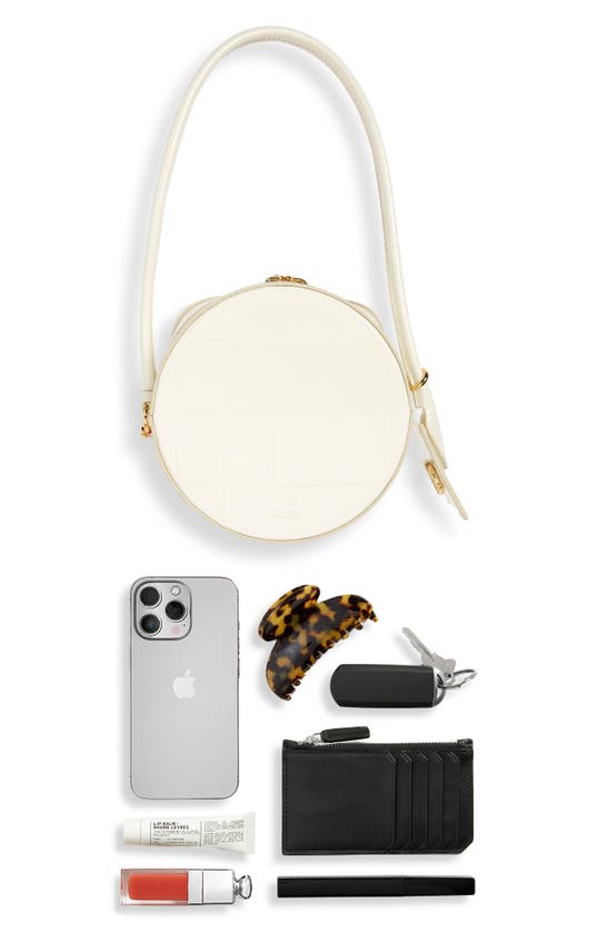 Shop Jacquemus Le Vanito Circular & Square Croc Embossed Leather Shoulder Bag In Light Ivory