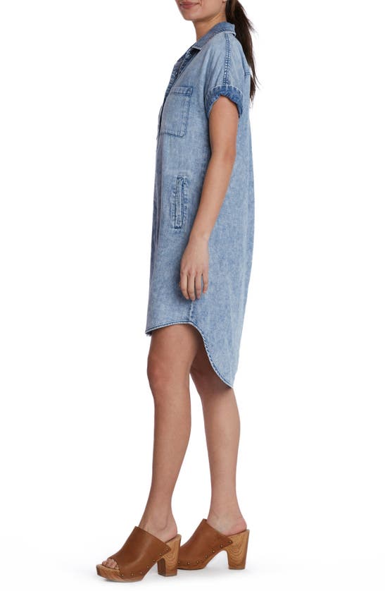 Shop Wash Lab Denim Clean Denim Shirtdress In Mid Blue