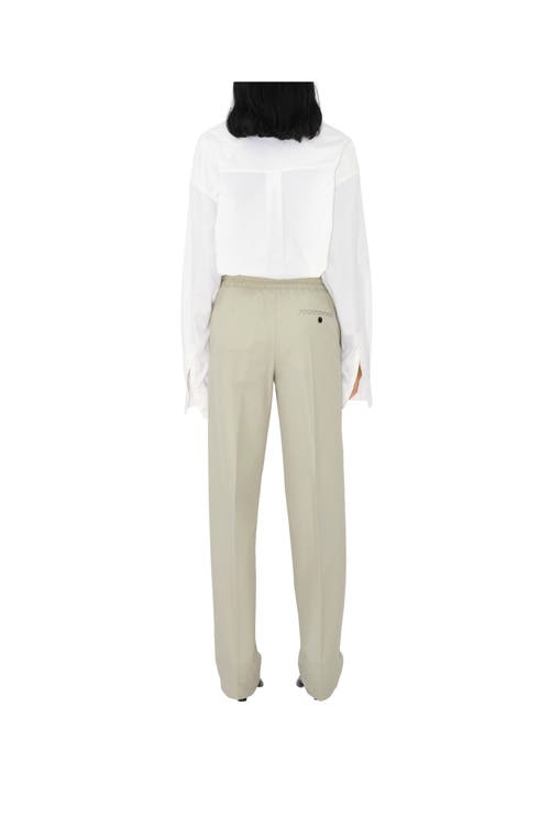 Shop Burberry Cotton Blend Trousers In Plaster