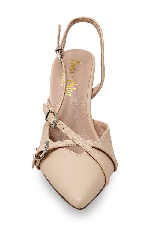 Shop Chase & Chloe Chase And Chloe Buckle Bands Slingback Pump In Beige