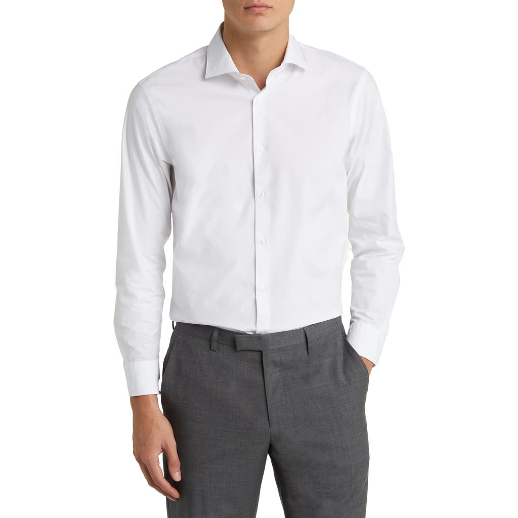Nordstrom Trim Fit Tech-smart Plaid Coolmax® Non-iron Dress Shirt In White