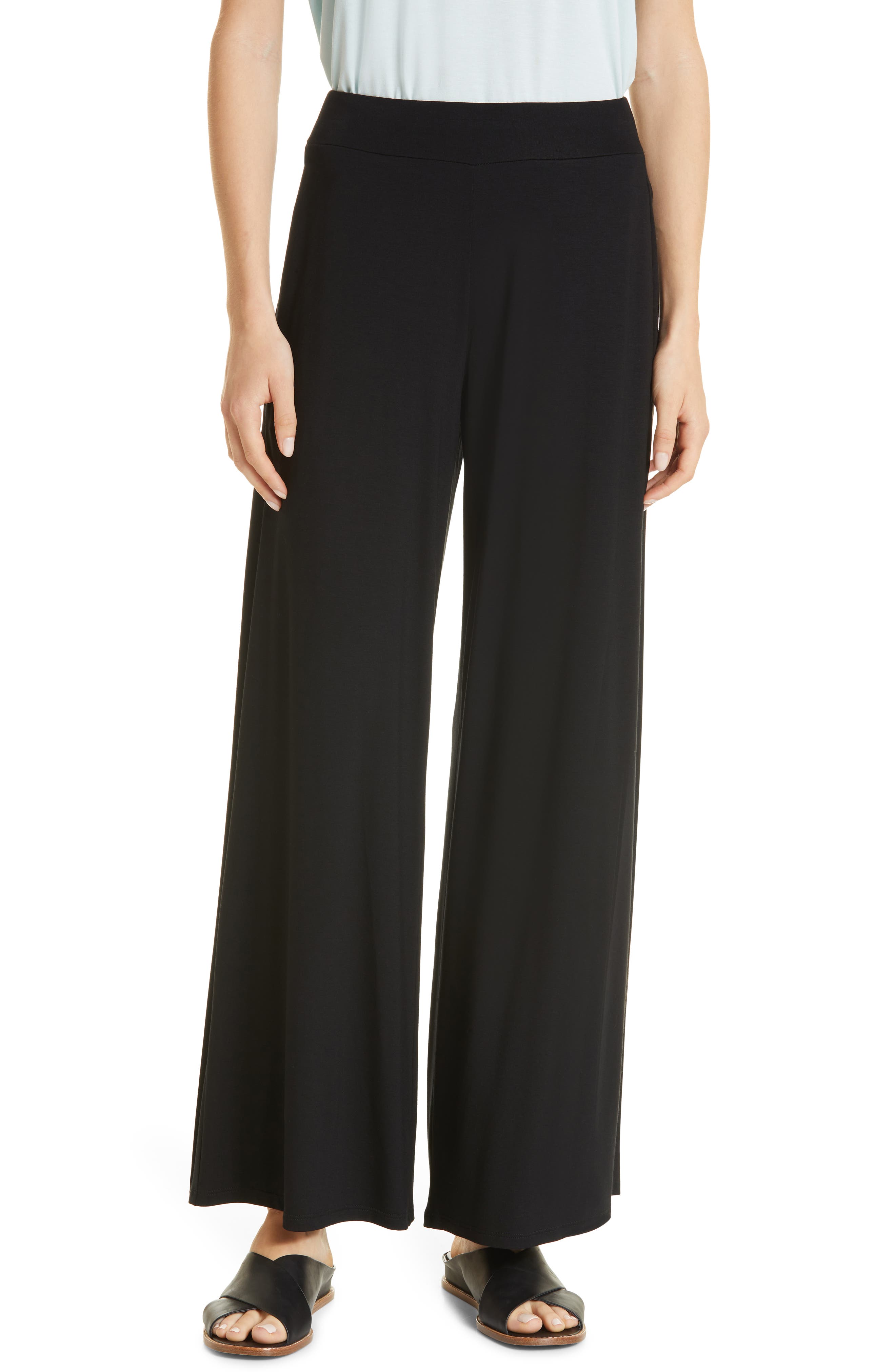 wide leg black pants high waist