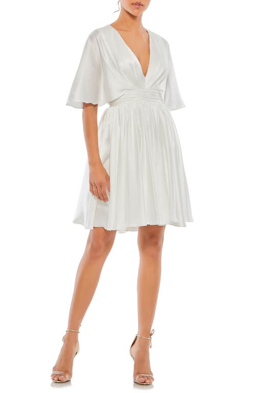 Mac Duggal Ieena Dolman Sleeve Satin Cocktail Dress White at Nordstrom,