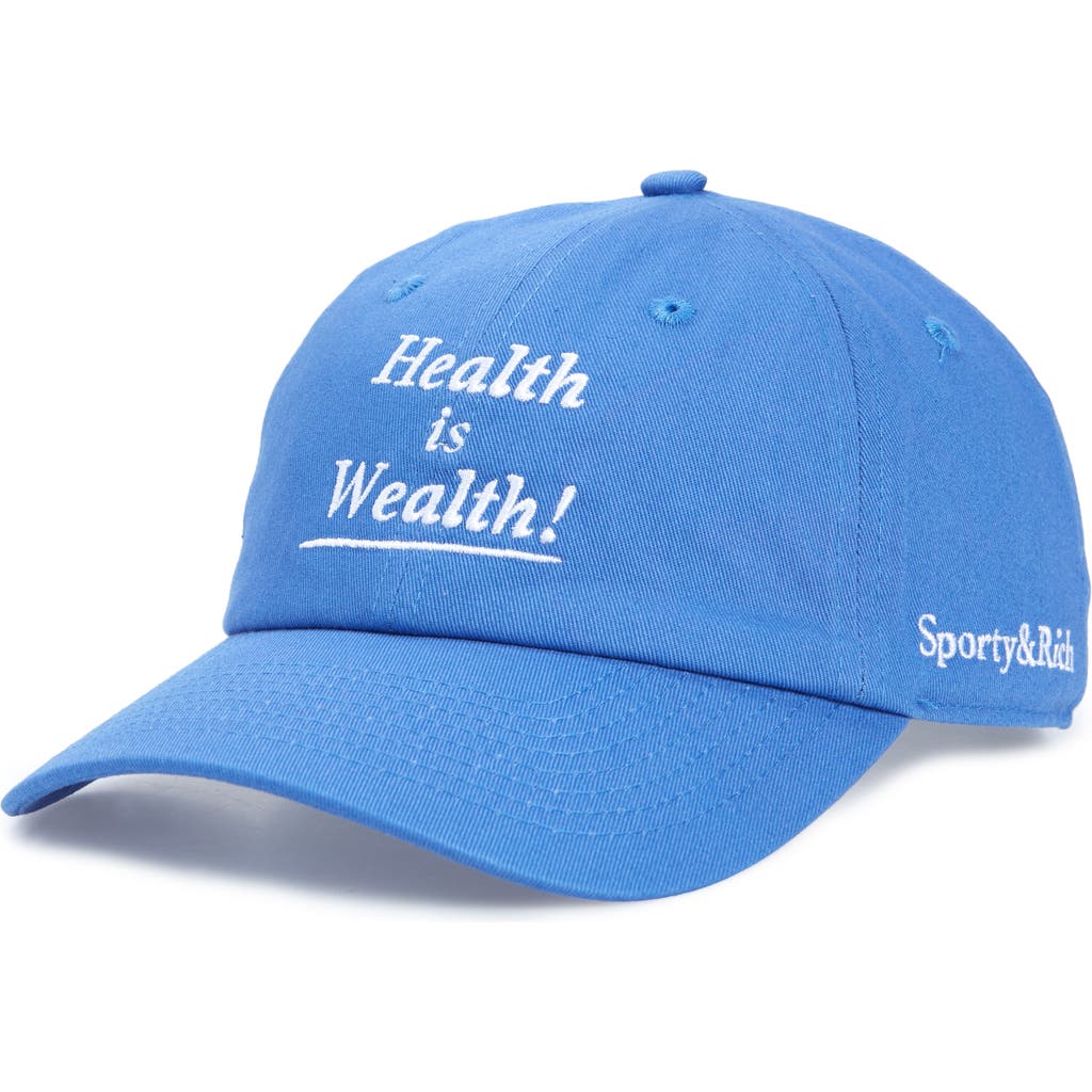 Sporty And Rich Sporty & Rich Health Is Wealth Embroidered Adjustable Baseball Cap In Imperial Blue