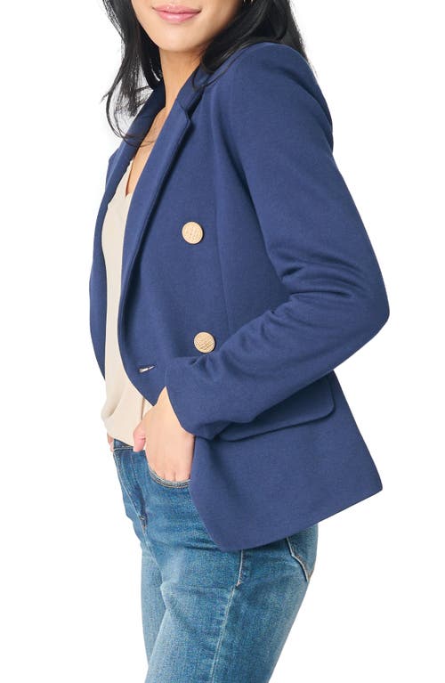 Shop Gibsonlook Double Breasted Cotton Blend Blazer In Navy