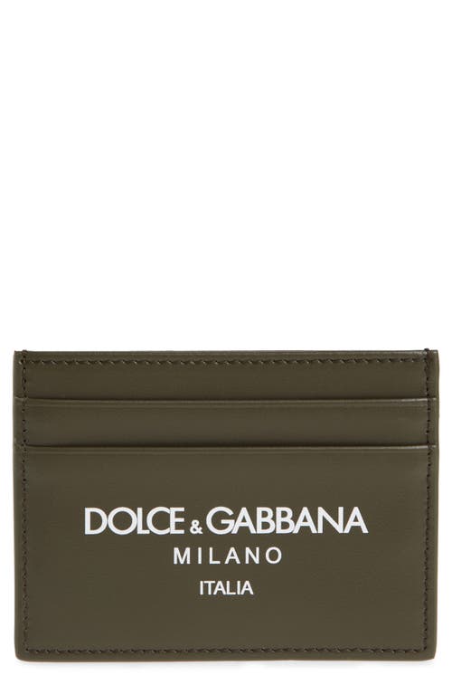 Dolce & Gabbana Dolce&gabbana Milano Logo Leather Card Case In Green