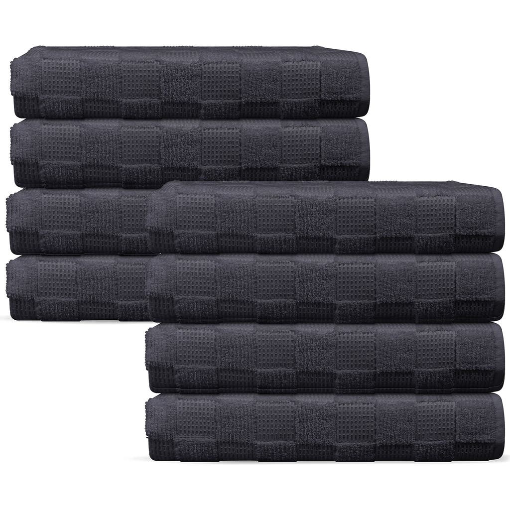 Shop Brooks Brothers Depera Waffle Terry 8-piece Turkish Cotton Hand Towels In Anthracite