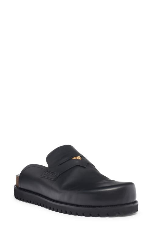 Penny Loafer Mule in Black-Versace Gold