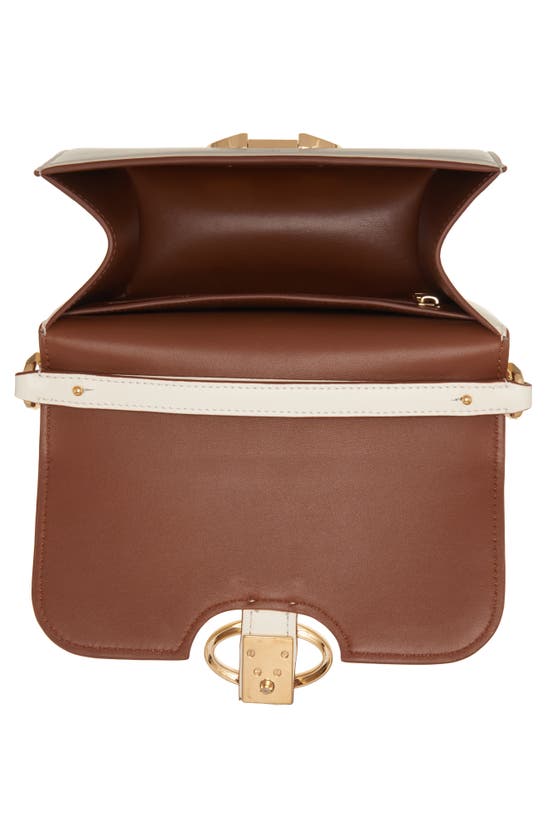 Shop Valentino Small Vlogo Leather Shoulder Bag In Ivory