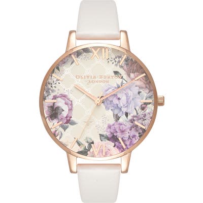 Olivia Burton Glasshouse Leather Strap Watch,