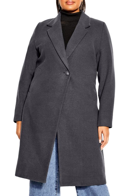City Chic Effortless Chic Coat in Charcoal