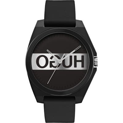 Hugo #play Reverse Logo Rubber Strap Watch, 35Mm