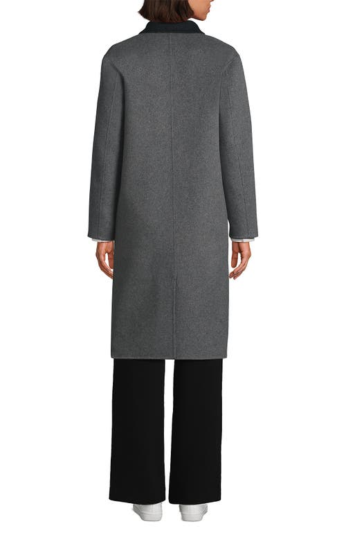 Shop Lands' End Wool Blend Top Coat In Charcoal/gray Double Face