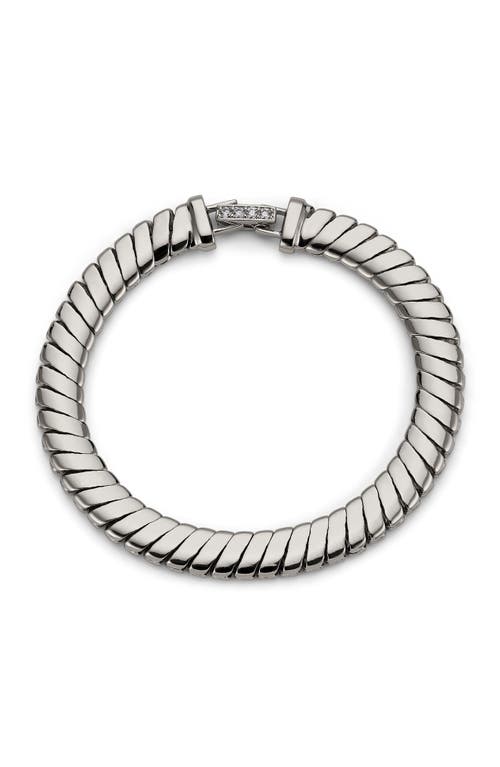 Shop Nadri Sunlight Ribbed Line Bracelet In Rhodium