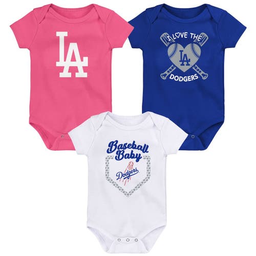 Outerstuff Infant Royal/White/Pink Los Angeles Dodgers Baseball Baby 3-Pack Bodysuit Set