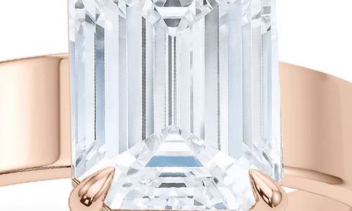Hautecarat Emerald Cut Cigar Lab Created Diamond Ring In 2.50ctw 18k Rose Gold