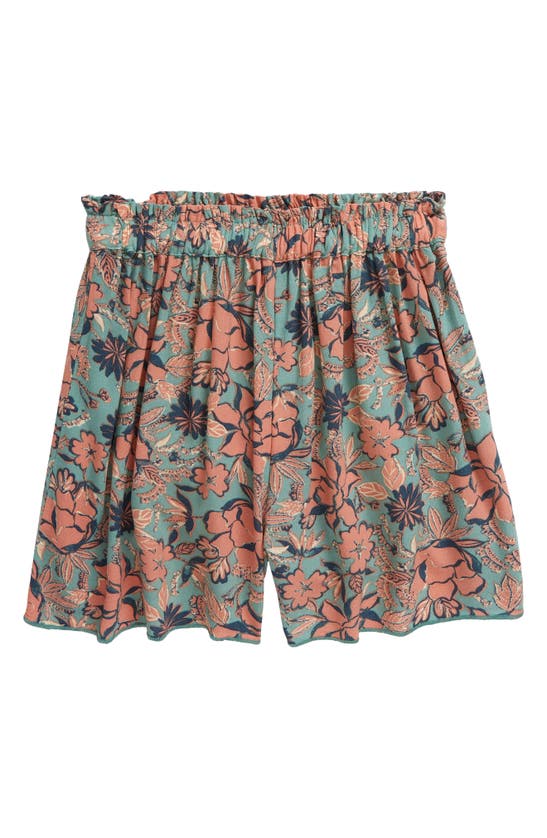 Shop Treasure & Bond Kids' Woven Shorts In Green Seaglass Leanne Floral