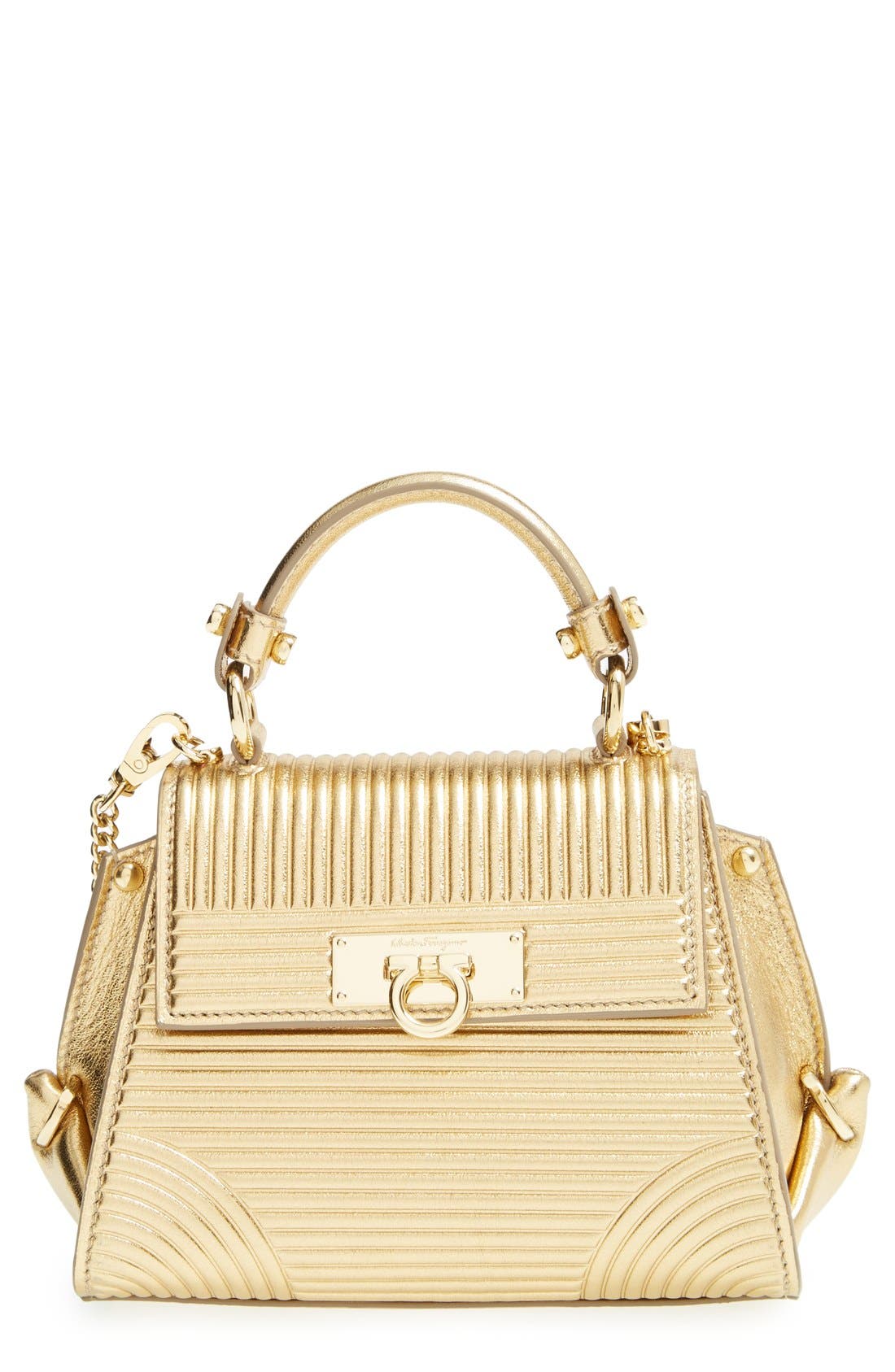 Salvatore Ferragamo 'Mini Sophia' Metallic Top Handle Satchel Nordstrom