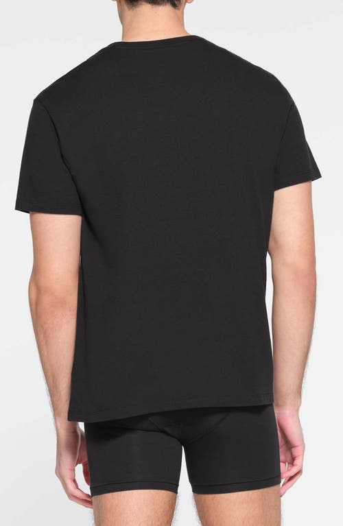 Shop Skims Classic Cotton Crewneck T-shirt In Onyx