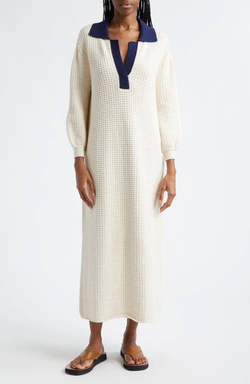 Shop Staud Altea Dress In Ivory/navy