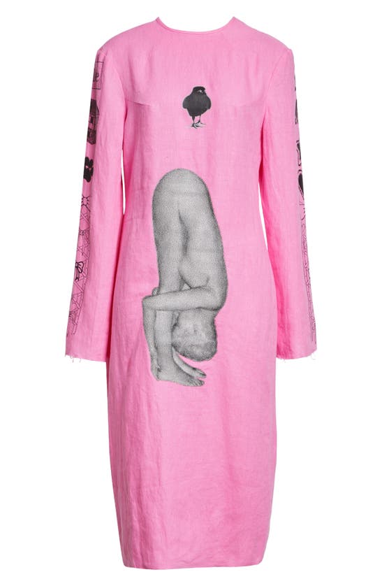 Ashley Williams Executioner Long Sleeve Linen Dress In Pink