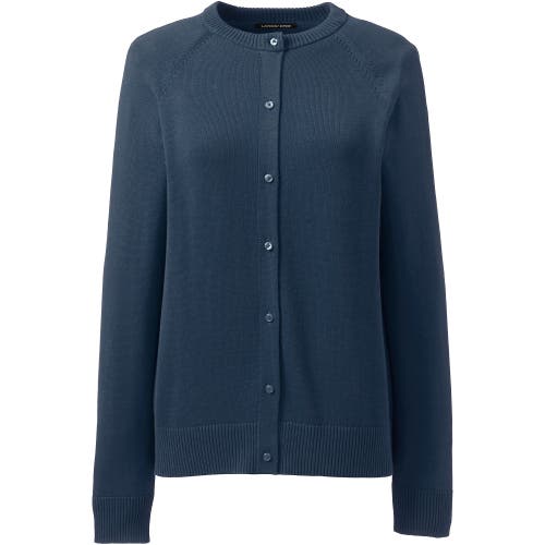 Lands' End School Uniform Young  Cotton Modal Cardigan Sweater In Classic Navy