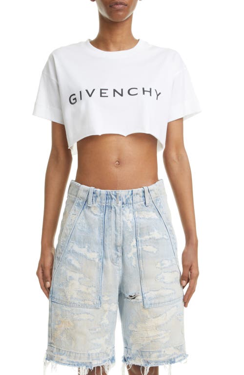 Givenchy Logo Crop Graphic Tee 100-White at Nordstrom,