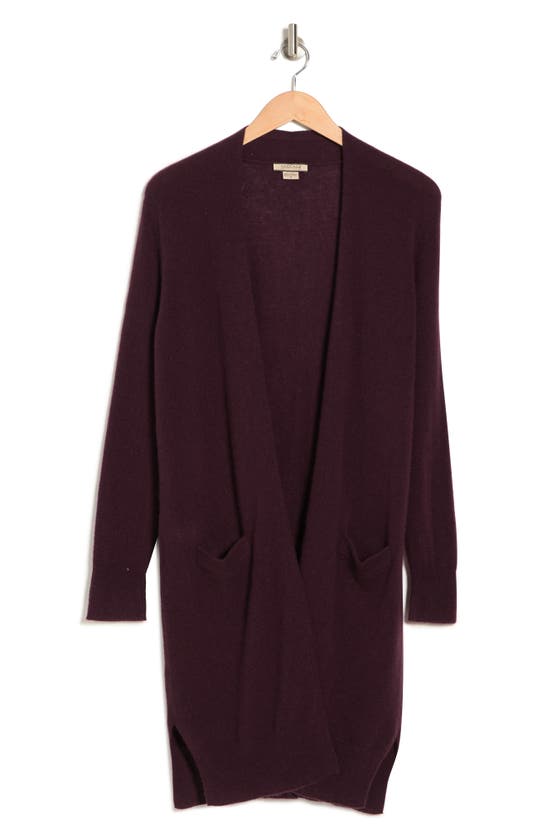 Amicale Cashmere Open Front Duster In Bordeaux