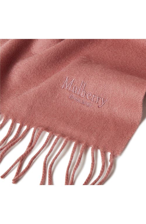 MULBERRY MULBERRY EMBROIDERED LOGO FRINGE TRIM CASHMERE SCARF 