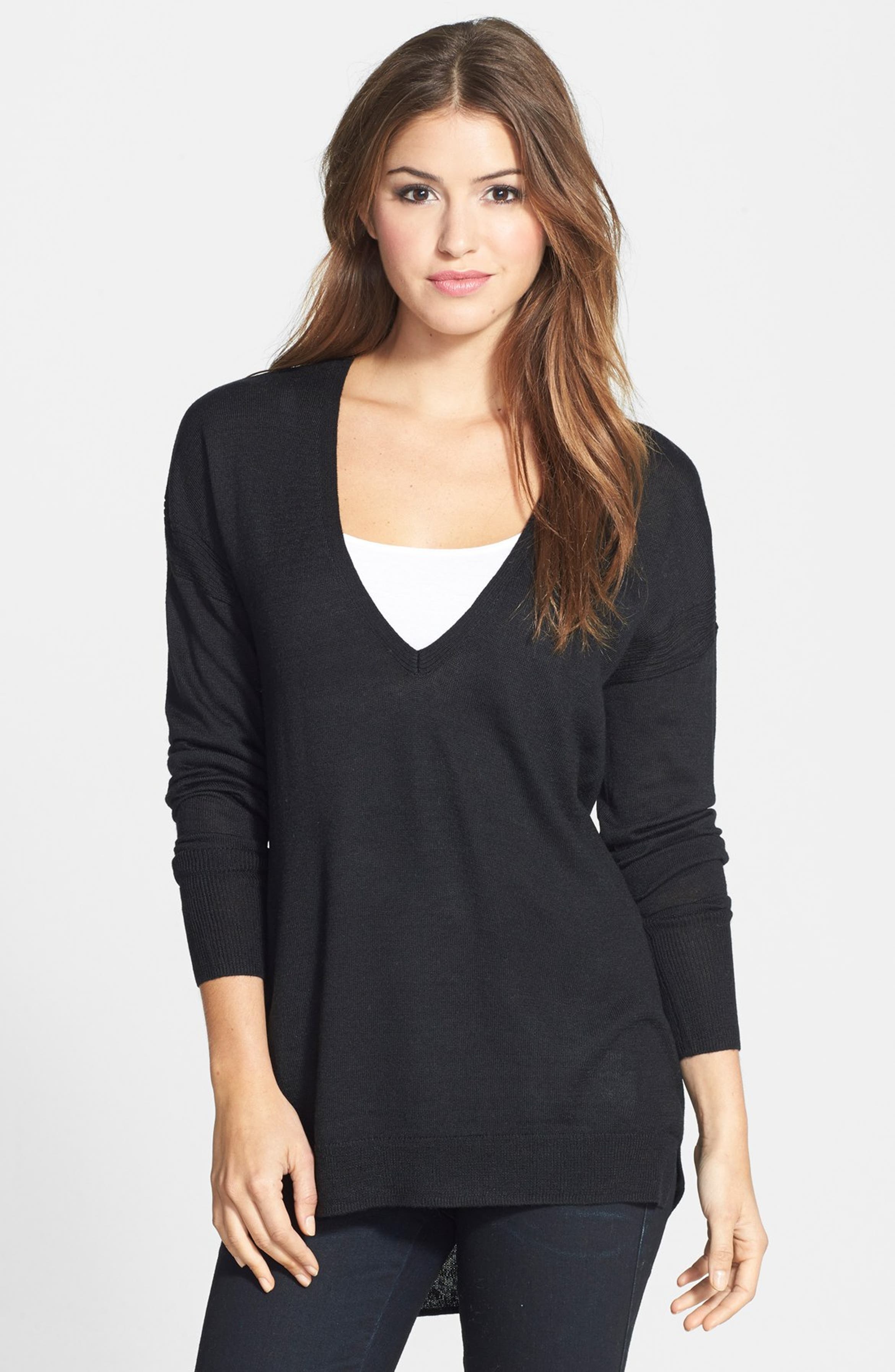 Halogen® Deep V-Neck Sweater (Regular & Petite) | Nordstrom