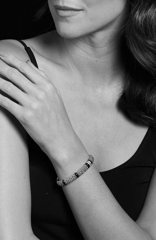 Lagos Black Caviar Diamond 2-link Bracelet In Silver/black Ceramic/diamond