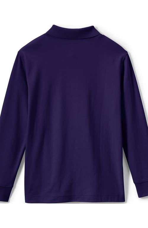 Shop Lands' End School Uniform Kids Long Sleeve Interlock Polo Shirt In Deep Purple