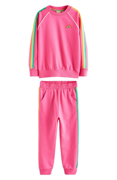 Little Bird Kids' Side Stripe Cotton Sweatshirt & Joggers Set In Pink