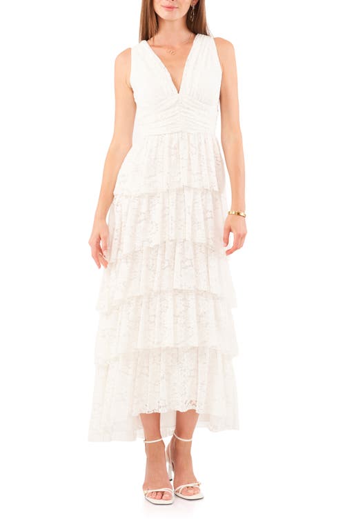 1.STATE Cascade Ruffle Lace Midi Dress New Ivory at Nordstrom,