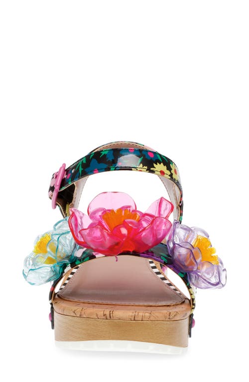 Betsey Johnson Little And Big Girls Oakly Clog Sandals With Flower Details In Black/pink Multi