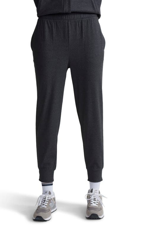 Shop Varley Brushed Rib Knit Slim Joggers In Black Marl