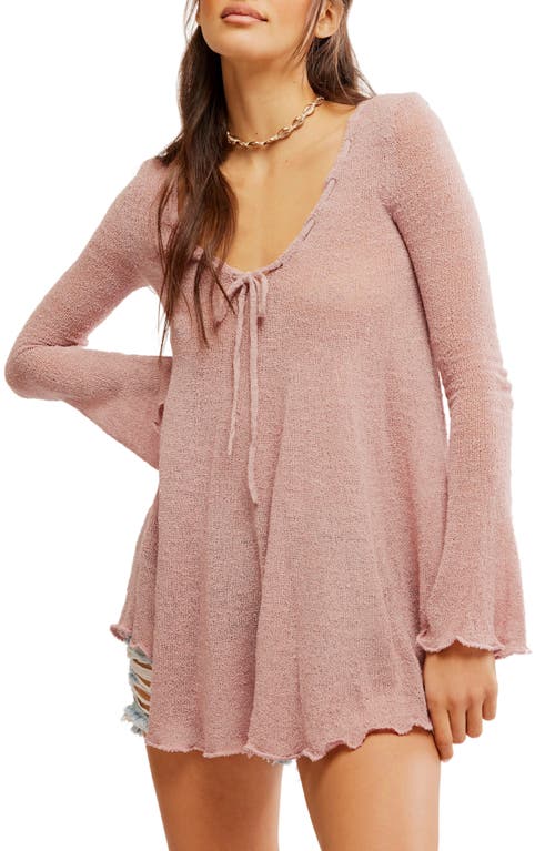 Shop Free People Long Sleeve Tunic Sweater In Pale Mauve