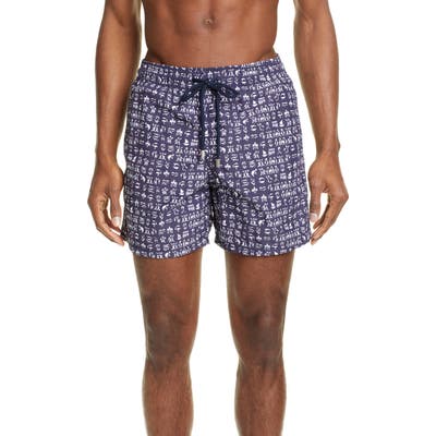 Vilebrequin Moorea Fortune Teller Turtles Swim Trunks, Blue