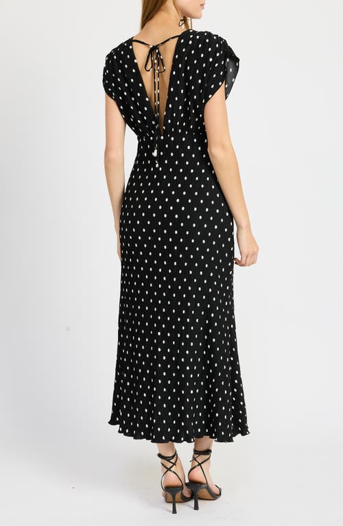 Shop En Saison Darlene Polka Dot Flutter Sleeve Dress In Black/white