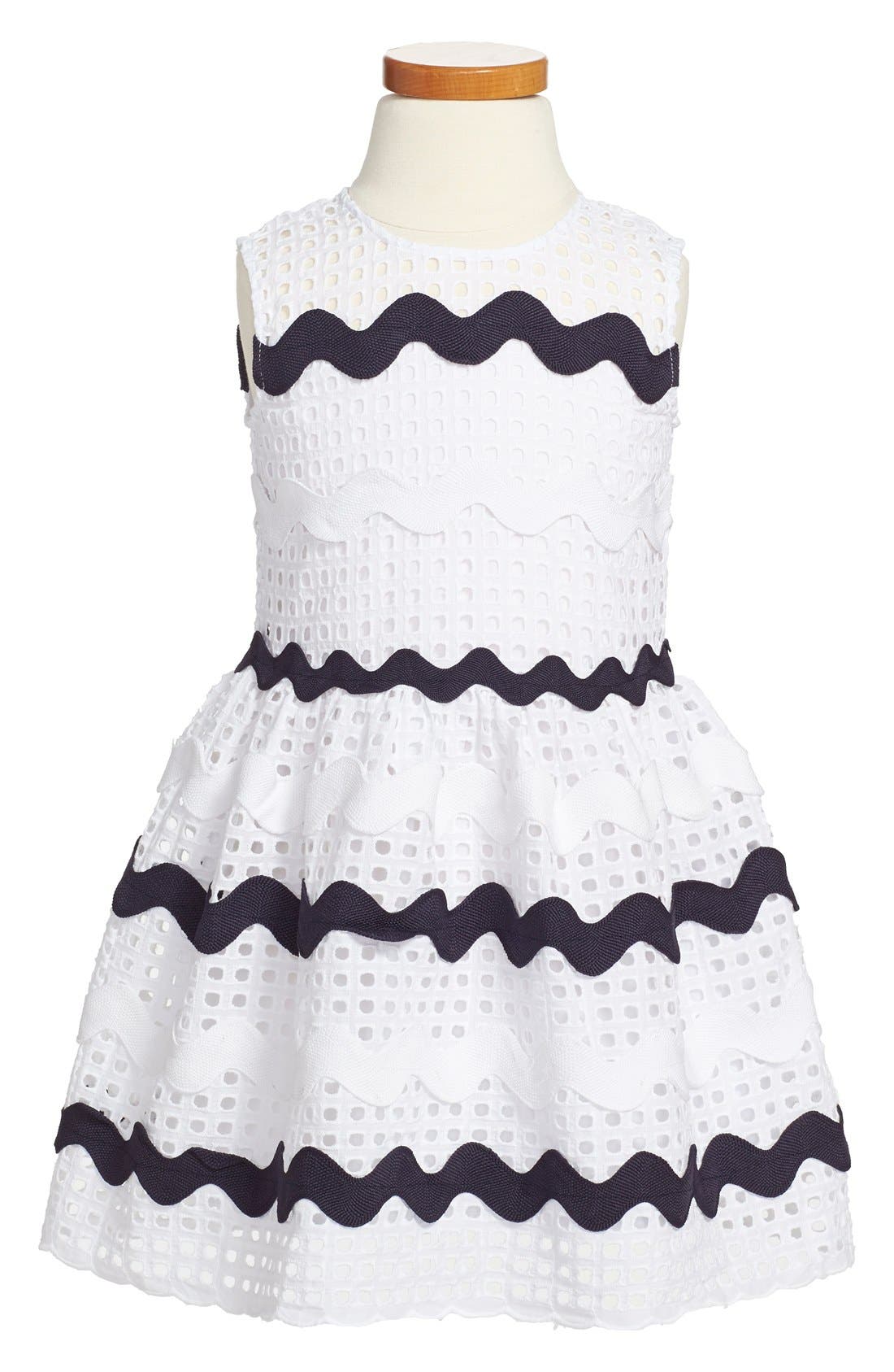 Halabaloo Stripe Eyelet Dress (Toddler Girls, Little Girls & Big Girls