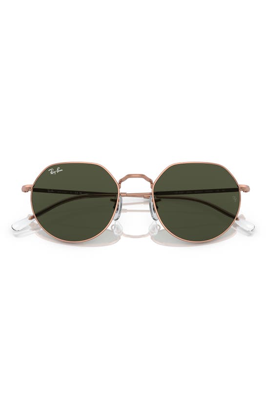 Shop Ray Ban Ray-ban Jack 53mm Round Sunglasses In Rose Gold