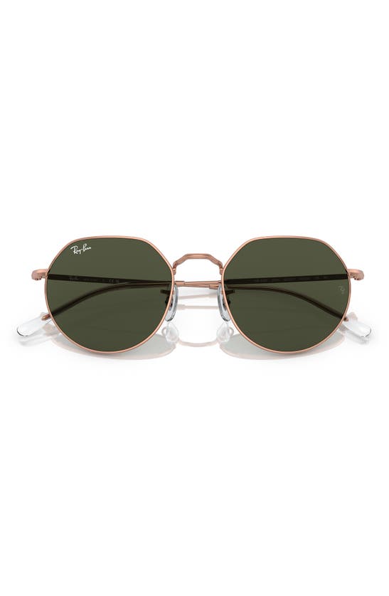 Ray Ban Jack 53mm Round Sunglasses In Rose Gold