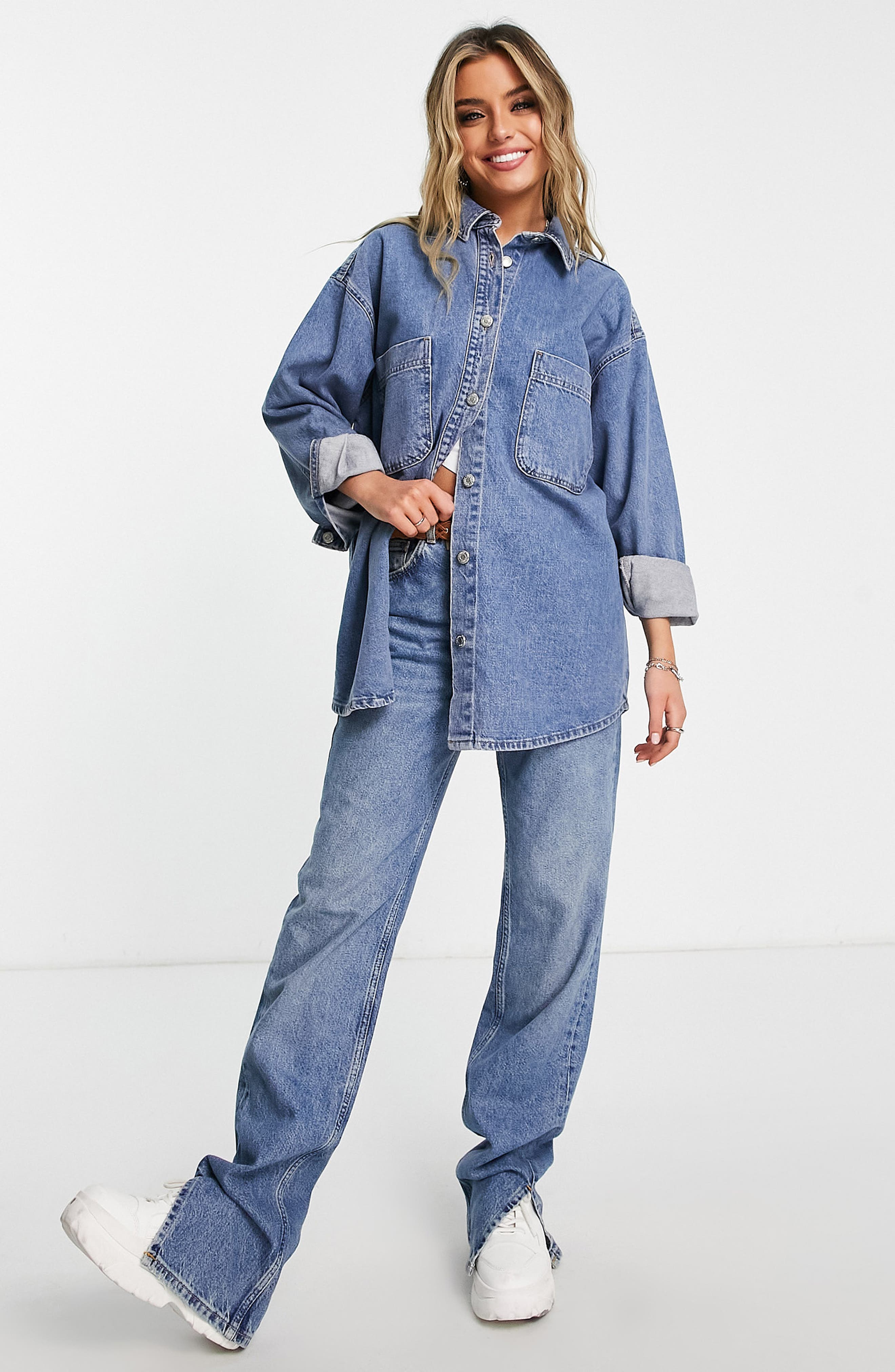 Topshop Cotton Denim Shacket | Nordstrom