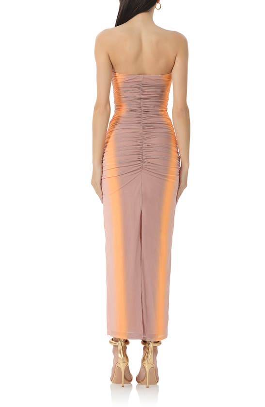 Shop Afrm Marlo Print Strapless Mesh Dress In Orange Linear