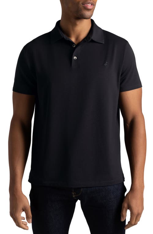 Mojave Supima Cotton Blend Feather Jersey Polo in Magpie Black